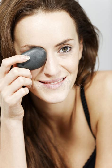 Woman With Spa Hot Rocks Stock Photo Image Of Comfortable