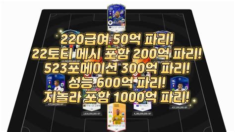 피파4 요청스쿼드 50억 200억 300억 600억 1000억 파리 220급여 Youtube