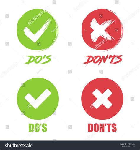 set  dont check tick mark stock vector royalty