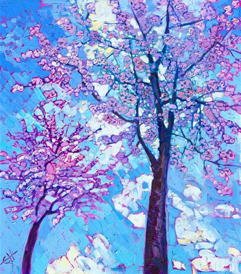 Cherry blossoms original oil painting by modern impressionist painter ...