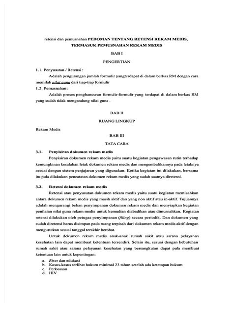Pedoman Pemusnahan Rekam Medis Pdf