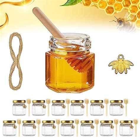 Pack Oz Hexagon Glass Honey Jars Mini Honey Jars Ml Clear Mini