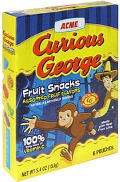 Acme Curious George, Assorted Fruit Flavors Fruit Snacks - 6 ea, Nutrition Information | Innit