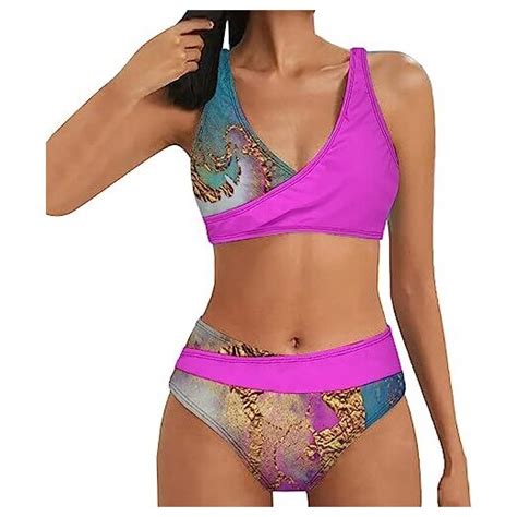Kouzhaoa Costumi Da Bagno Con Gonnellino Bikini Effetto Push Up Costume Sgambato Brasiliana