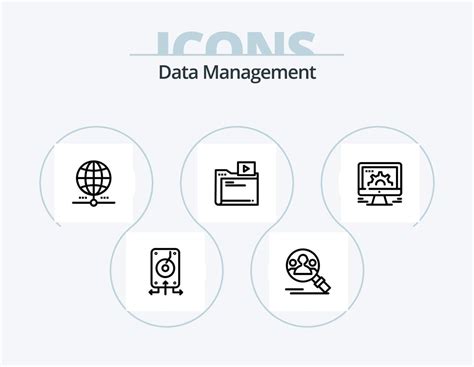 Data Management Line Icon Pack 5 Icon Design. cube. setting. data
