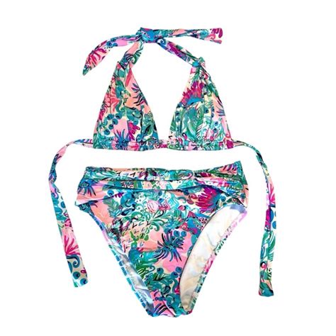 Lilly Pulitzer Swim Lilly Pulitzer Arika Bikini Top And Yarrow High Waist Bottom Pc Set