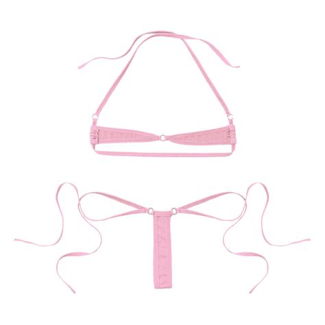 Us Women Micro Bikini Mini Bra G String Bathingsuit Sheer Mesh Extreme