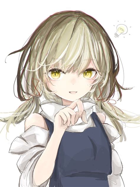 The Big ImageBoard TBIB Girl D Bare Shoulders Blonde Hair Highres Light Bulb Looking At