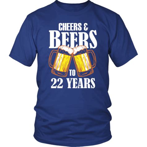 Mens Cheers And Beers To 22 Years T Shirt 22nd Birthday T 22