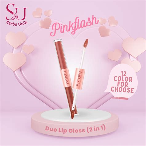 jual pinkflash duo lip gloss double sense    dual ended lipstick