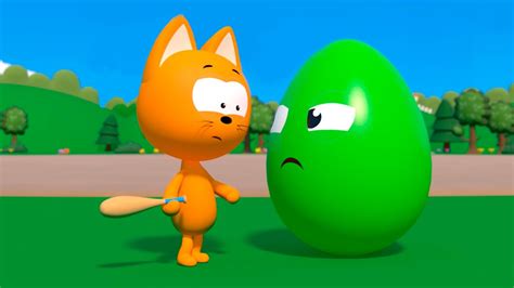 Учим цвета - Котенок Котэ и цветные яйца - Поливалка из мультика Синий ...