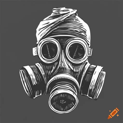 Intriguing Black And White Gas Mask Illustration On Craiyon