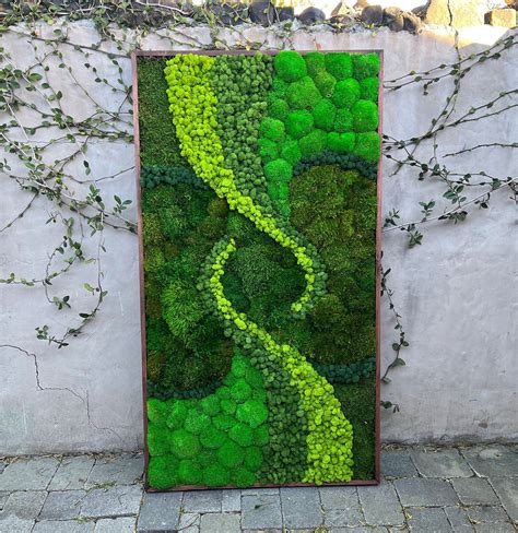 Modern Swirl Moss Wall Green Wall Art Preserved Moss Plant Wall Decor
