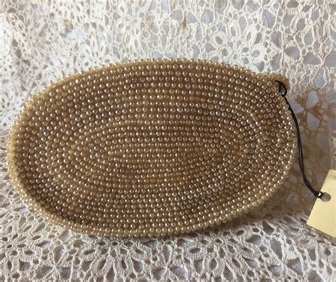 Adorable S Nude And Grey Fully Beaded Vintage Clu Gem