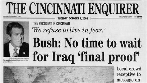 Bush makes case for war | Enquirer historic front pages from Oct. 8