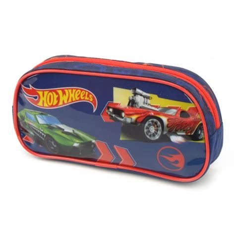 Estojo Escolar Carros Hot Wheels Azul Luxcel Estojo Escolar