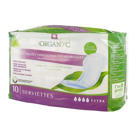 Organyc Fuites Urinaires Serviettes Extra