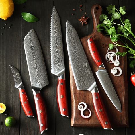 Pc Japanese Damascus Steel Kitchen Knife Set Knifewarehouse