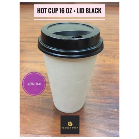 Jual Hot Cup Oz Lid Black Paper Cup Oz Gelas Kopi Panas Oz Dan Tutup Hitam Hot Cup