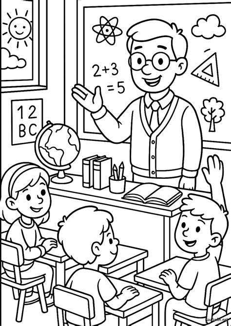 Desenhos De Crianças Na Escola Para Colorir - 6