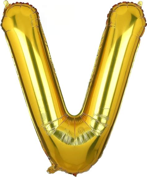 Flyloons Golden V Letter Foil Balloon Alphabets Balloons Size 16