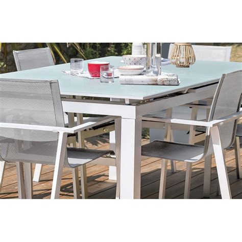 Ensemble Table Et Chaises De Jardin En Aluminium Plateau Verre