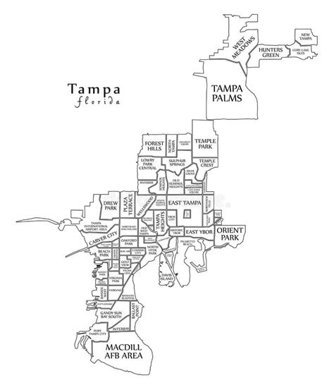 Tampa bay area map stock vector. Illustration of interstate - 48412342