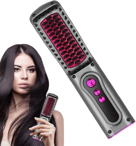 Noir Lisseur à cheveux rechargeable Peigne chaud électrique portable