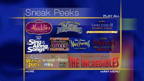 Sneak Peeks From Sneak Peeks Menu Play All 2004 DVD | Sneak Peeks Menu ...