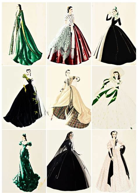 Design Sketches By Walter Plunkett For Several Of Vivien Leigh S