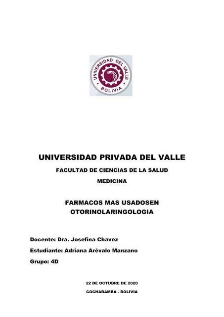 Fármacos Más Usados en Otorrinolaringología Adriana Arevalo uDocz