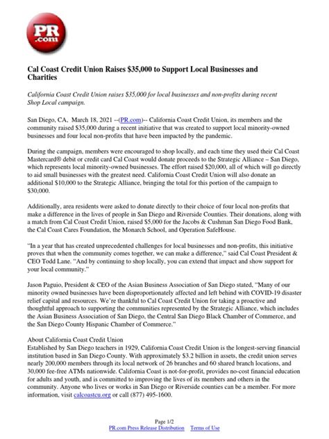 Cal Coast Credit Union Raises $35,000 To Support Local Businesses and ...