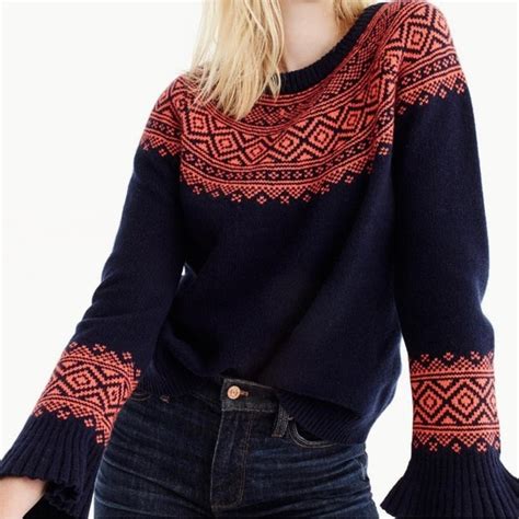 J Crew Sweaters Nwt Jcrew Fair Isle Ruffle Sleeve Merino Wool