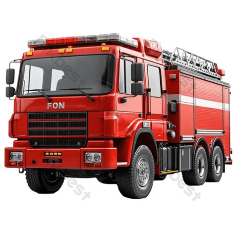 Large Red Fire Truck Displayed Prominently Against A Transparent