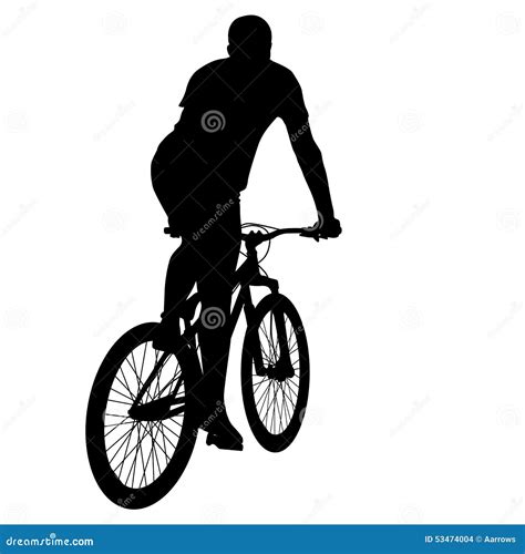 Silhouette Of A Cyclist Male Vector Illustration Stock Vector