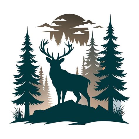 Deer And Forest Vector Art At Vecteezy