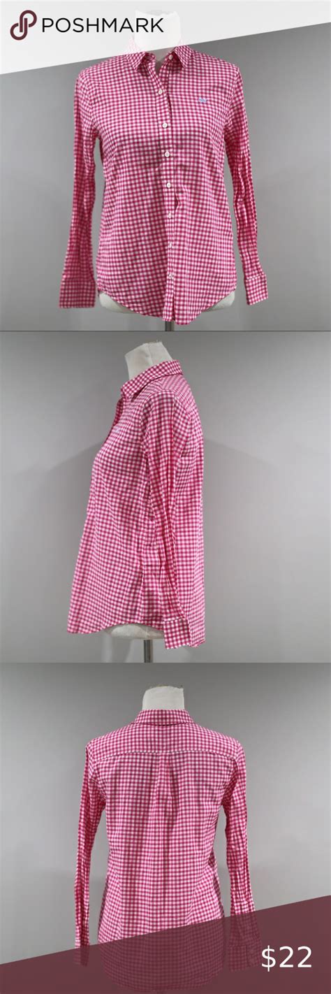 Vineyard Vines Pink Gingham Shirt Womens 2 Womens Lace Tops Button Shirt Women Gingham Shirt