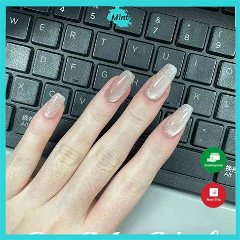 Nail Box Mắt Mèo Kim Cương Nền Thạch Hồng Nude NB Móng Úp Sơn Gel
