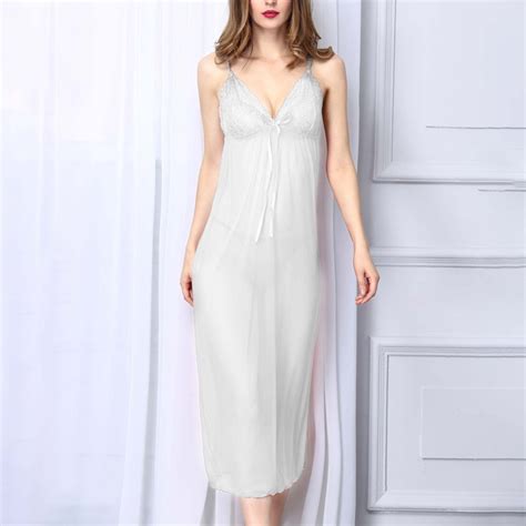 Samickarr Mini Nightdress Lingerie For Women Silk Nightgown Sleeveless Chemise Slip Mesh Long