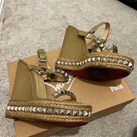 Christian Louboutin Espadrille Nude Wedges Depop