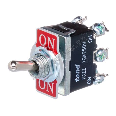 Тумблер двухполюсный, 6 контактов (on-on), на панель, с гайкой, DPDT ...