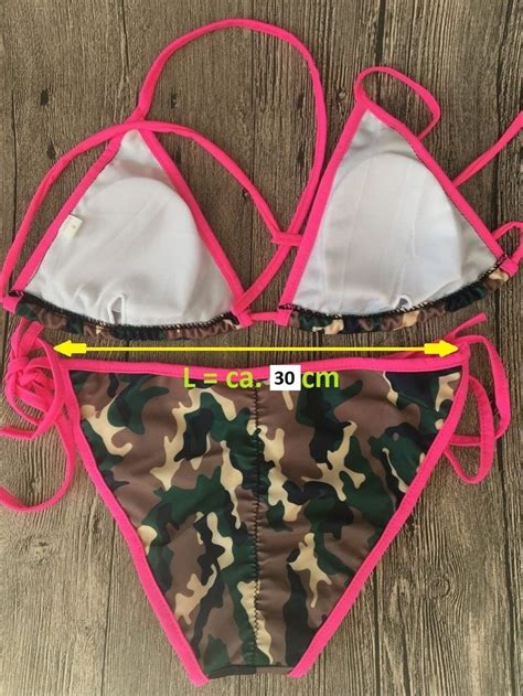 SeX Neckholder Triangel Scrunch Camouflage Neonpink Bikini Gepolstert XS S M L X EBay