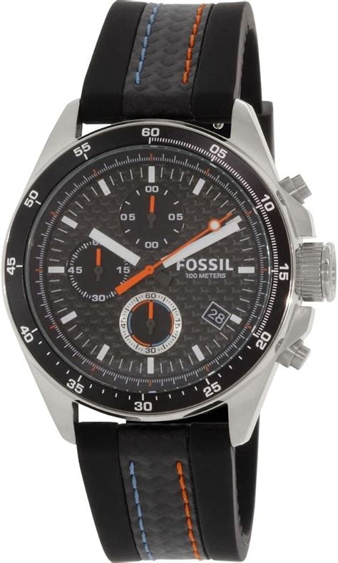 Fossil Men S Ch Decker Stainless Steel Watch With Black Leather And