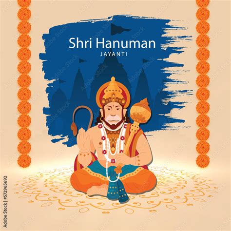 Vector Illustration Concept Of Hanuman Jayanti With Gada Weapon Of The