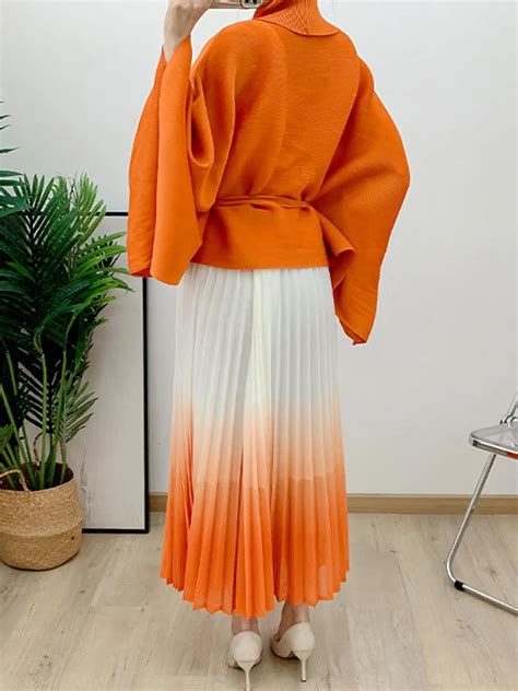 Womens 2 Piece Pleated Long Skirt And Cardigan Set Heyfancystyle