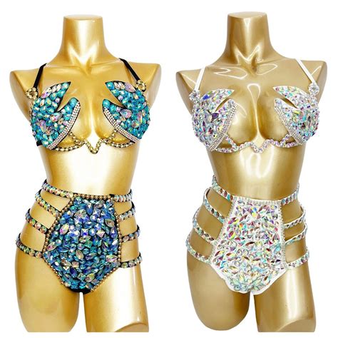New Samba Carnival For Women Sexy Belly Dancing Wire Bra Bikini Set Outfits Rave Festival