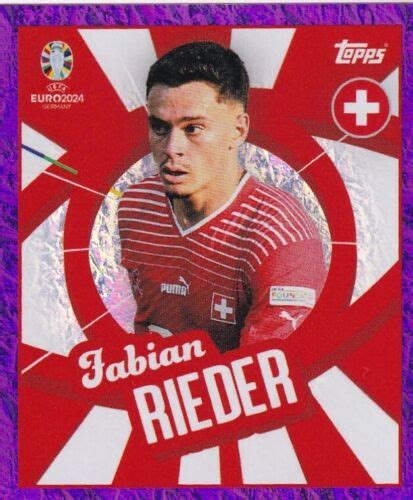 Topps Euro 2024 Sticker Switzerland SUI PTW Fabian Rieder Player Purple