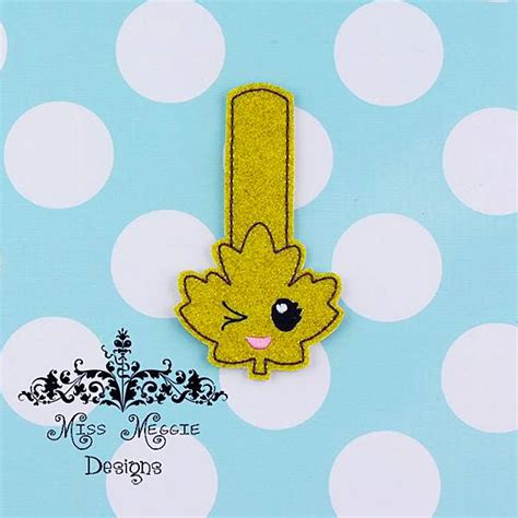 Kawaii Maple Leaf Snaptab Ith Embroidery Design File Miss Meggie Designs