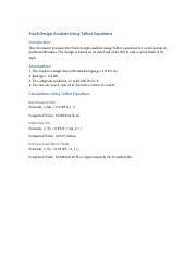 Track Design Analysis: Talbot Equations for Rail System in | Course Hero