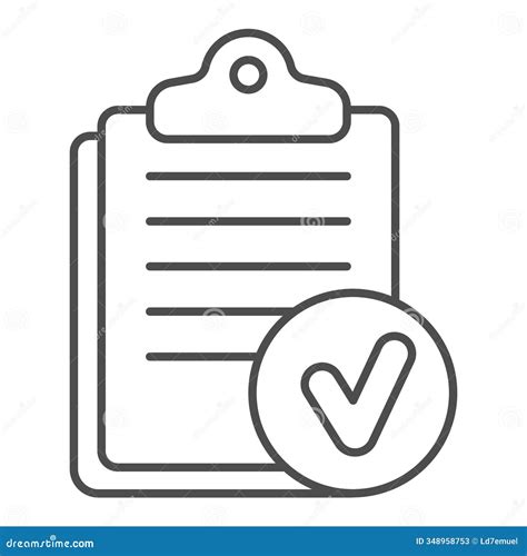 Clipboard with Notes and Approval Emblem Thin Line Icon, Clinical